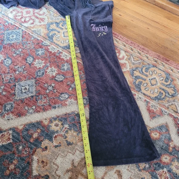 Juicy Couture Y2K Velour Flare Pant Front And Back Pockets Small Purple Gold Vtg - Picture 9 of 9